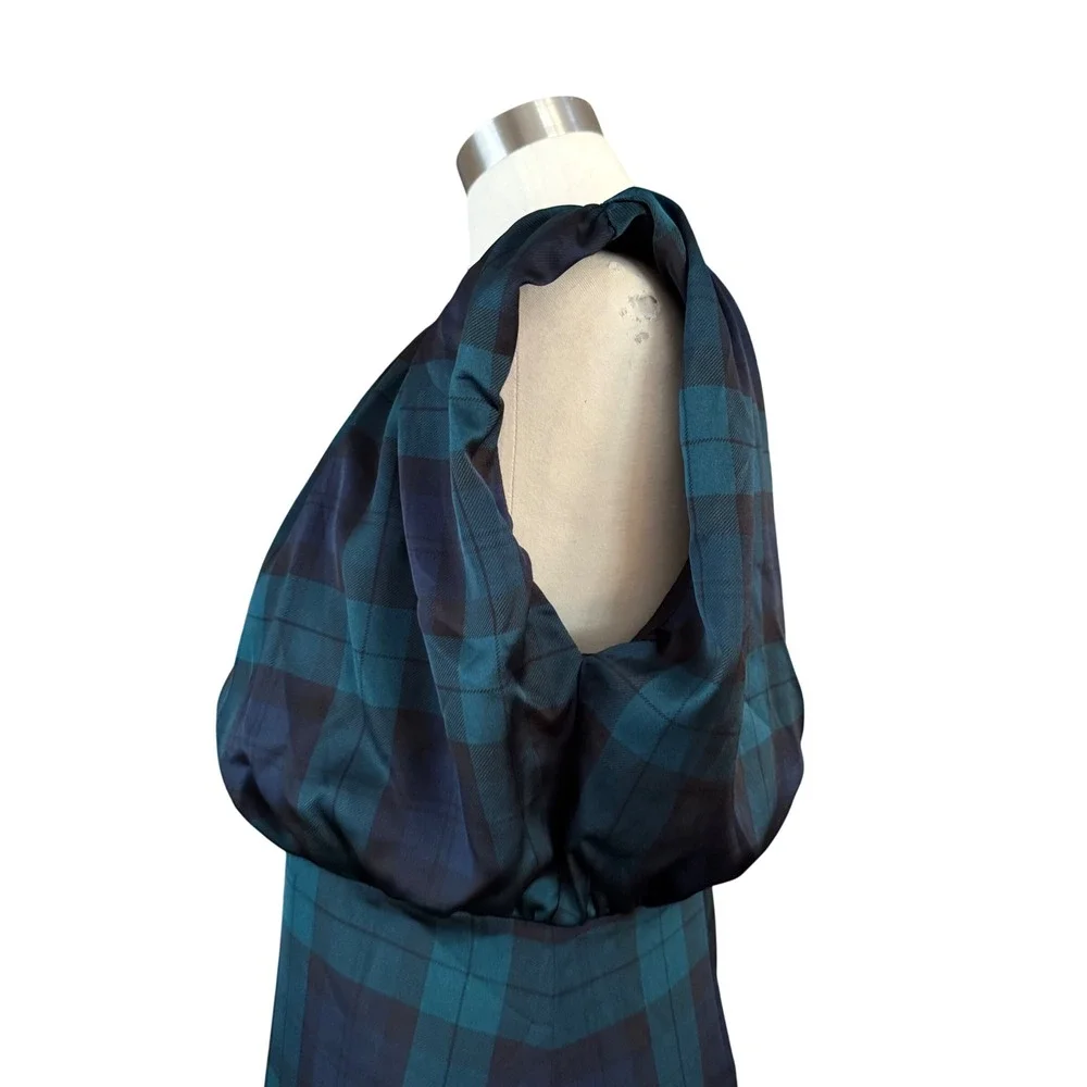 Ann Taylor Tartan Cap Sleeve Midi Dress Rainforest Size 6